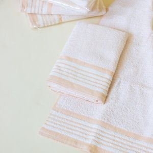 Vintage Peach Striped Hand Towel